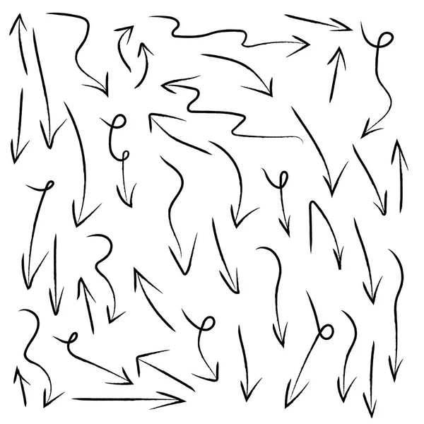 Oklar beyaz arkaplan üzerine el çizimi ok ayarlar