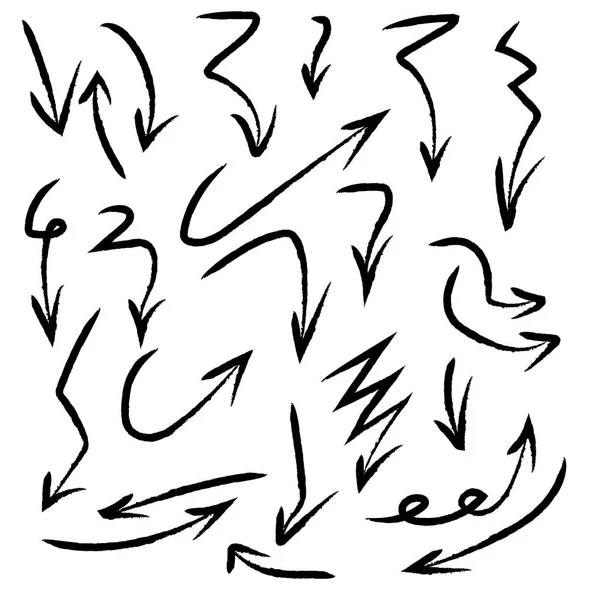 Oklar beyaz arkaplanda yapılan ok siyah sanat elini ayarladı