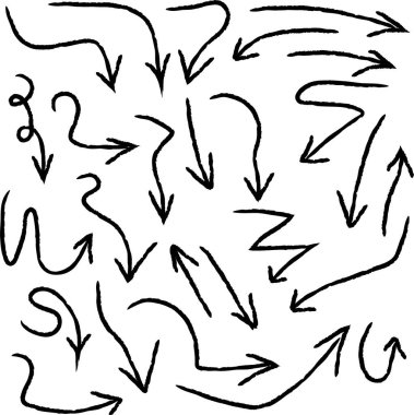 Oklar beyaz arkaplana çizilmiş elleri ayarlar 