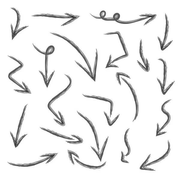 Beyaz arkaplan çizgisine çizilmiş oklar dar