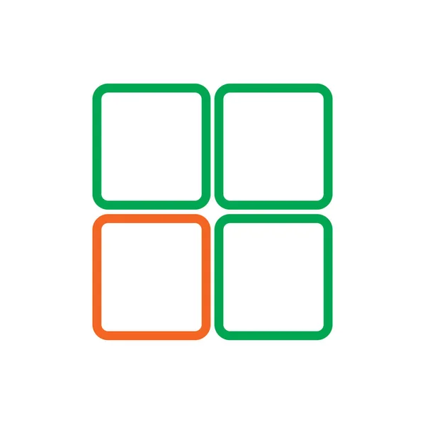 Beyaz arkaplanda rastgele yeşil ve turuncu logo kübü