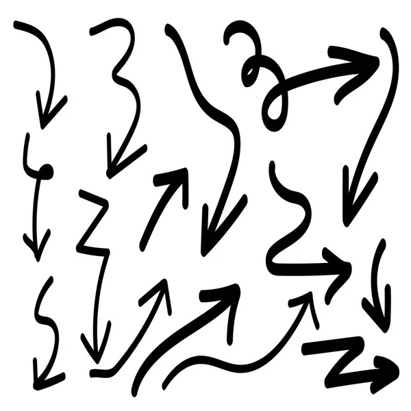 Beyaz arkaplanda fırçayla yapılan oklar ayarlandı