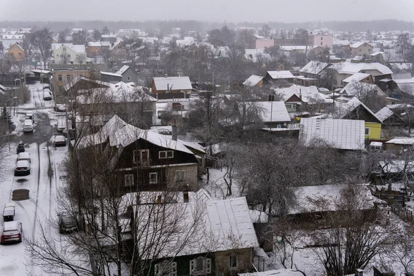 Vue Sur Village Depuis Sommet Les Toits Des Maisons Sont Image En Vente