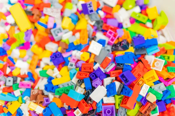 Veelkleurige Lego Bakstenen Close Gedeeltelijke Focus — Stockfoto