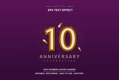 Mor arkaplanda 10. yıl dönümü metin efekti