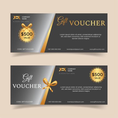 Kurdeleli ve hediye kutulu lüks hediye çeki. Şenlikli bir hediye çeki, kupon ve sertifika için zarif bir şablon. İndirim Kupon Şablonu 