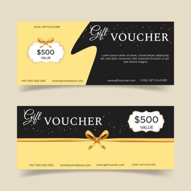 Kurdeleli ve hediye kutulu lüks hediye çeki. Şenlikli bir hediye çeki, kupon ve sertifika için zarif bir şablon. İndirim Kupon Şablonu
