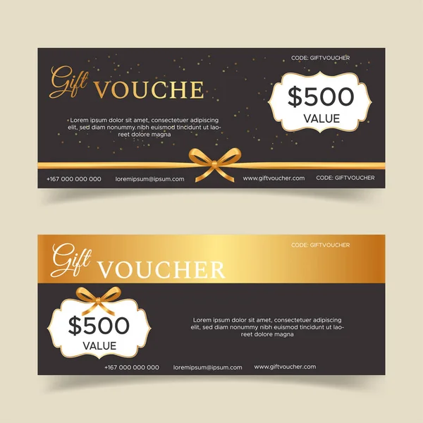Vector Set Luxury Gift Vouchers Ribbons Gift Box Elegant Template — Stock Vector
