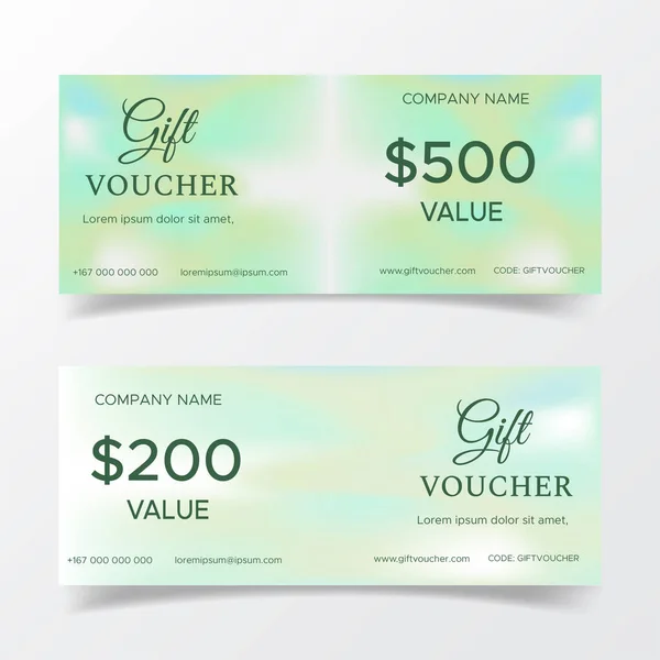 Gift Voucher Template Holographic Style — Stock Vector