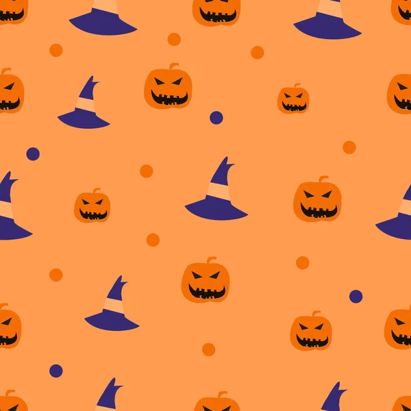 Halloween Seamles Pattern Com Personagens Bonitos Engraçados Doces Assustadores Perfeito — Vetor de Stock