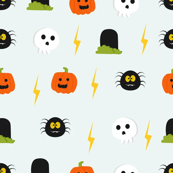 Halloween Seamles Pattern Com Personagens Bonitos Engraçados Doces Assustadores Perfeito —  Vetores de Stock