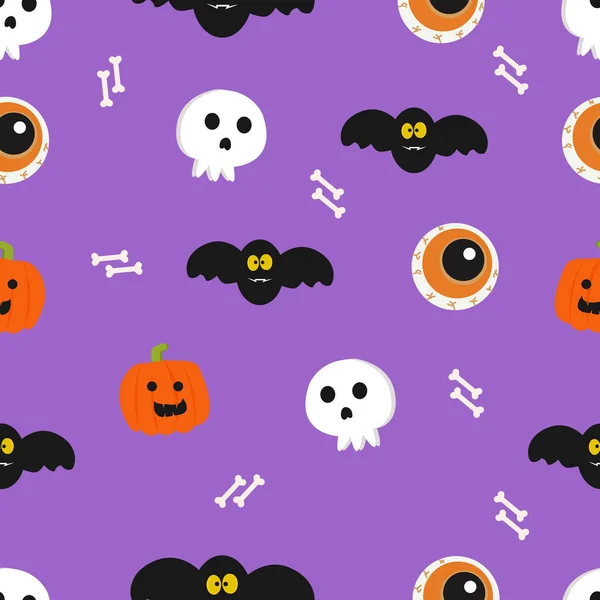 Motif Halloween Seamles Avec Des Personnages Mignons Drôles Doux Effrayants — Image vectorielle