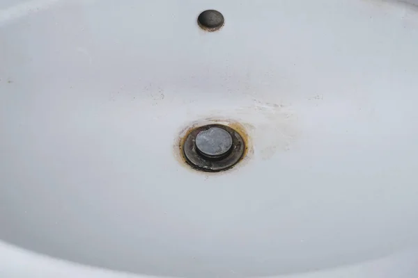 Washbasin Dirty Unhygienic Has Scale Rust Kitchen Cleaning Concept Dirty — Fotografia de Stock