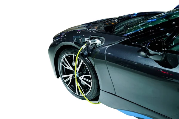 Charging an electric car, Future of transportation,on white with clipping path.                    