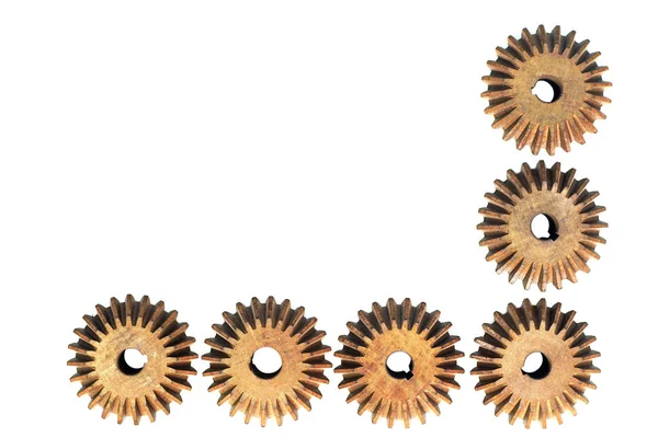 Bevel Gears Made Wood White Background — Stock Photo, Image