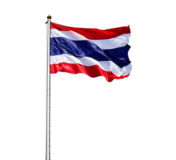 Állami Nemzeti Zászló Thaiföld Integetett Elszigetelt Fehér Nyírás Útvonal — Stock Fotó