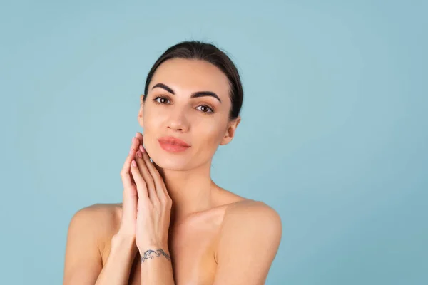 Sluiten Beauty Portret Van Een Topless Vrouw Met Perfecte Huid — Stockfoto