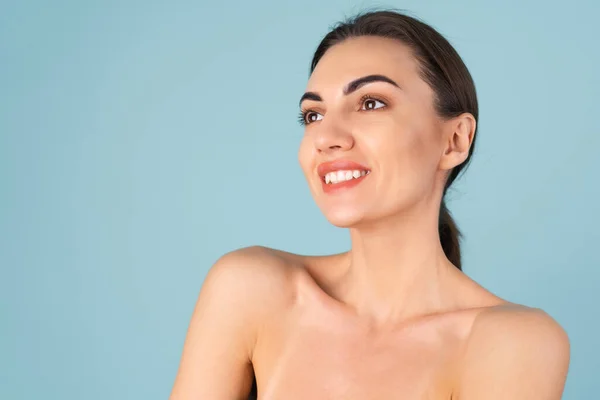 Sluiten Beauty Portret Van Een Topless Vrouw Met Perfecte Huid — Stockfoto