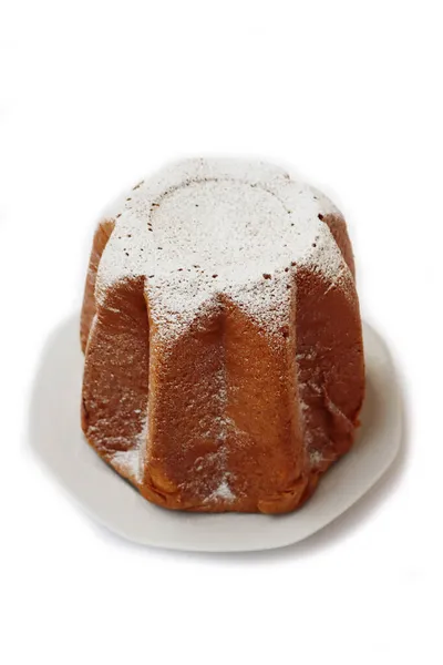 Traditionell Italiensk Julkaka Kallas Pandoro Tallrik Vit Bakgrund — Stockfoto