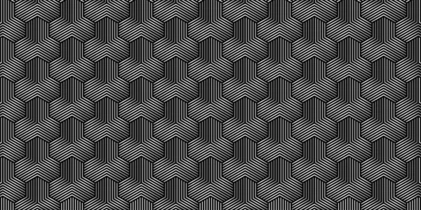 Soyut Geometrik Dikişsiz Desen Basit Çizgi Siyah Gri Metalik Arkaplan — Stok Vektör