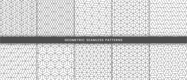Satz Geometrischer Nahtloser Muster Polygonaler Form — Stockvektor