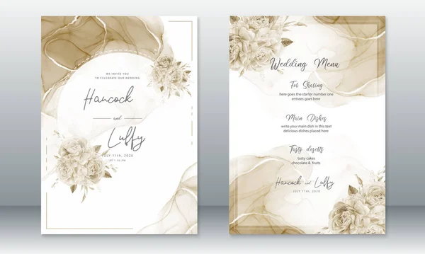Hochzeitseinladungskarte Vorlage Gold Hintergrund — Stockvektor