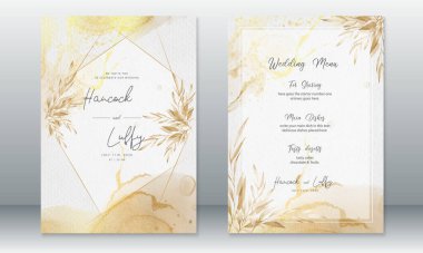 Altın düğün davetiyesi şablonu 