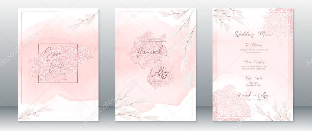 Wedding invitation card pink background  