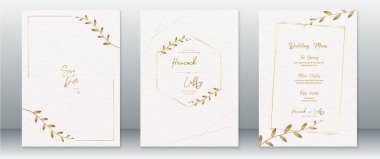 Düğün davetiyesi şablonu altın tasarımı lüks 