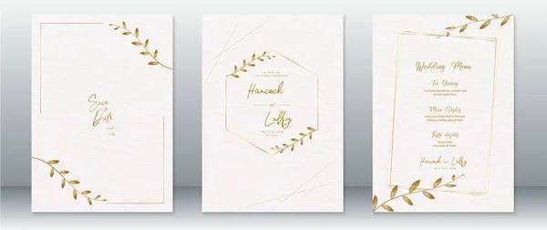 Шаблон Свадебного Приглашения Роскошь Золотым Дизайном — стоковый вектор