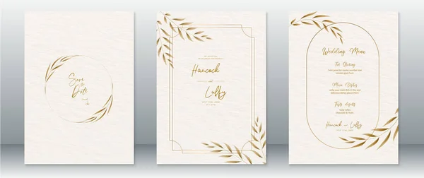 Wedding Invitation Card Template Luxury Gold Design — Stock Vector