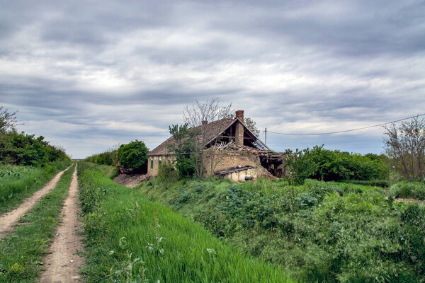 Old abandoned and ornate farm in Vojvodina.