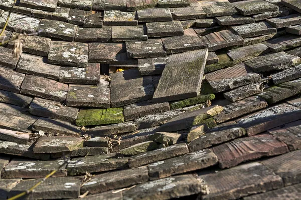 Старая Плитка Крыше Вспомогательного Здания Сельского Хозяйства — стоковое фото