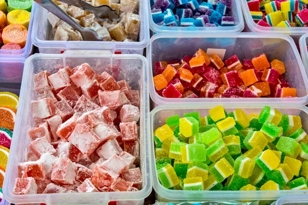 Variety Soft Delicious Candies Sold Fair — Stock Photo, Image