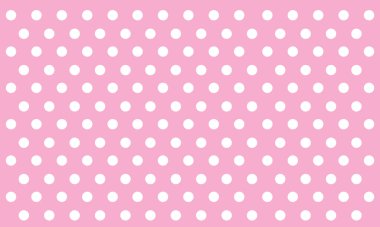 Pembe benekli arka plan. Beyaz daire. Vektör. Kartlar ve arkaplanlar için sevimlilik kavramı.
