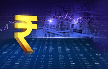 Hindistan kalkınma konsepti illüstrasyon, 3D yorumlama, Rupi arka plan konsept sendika bütçesi, ekonomi geçmişi
