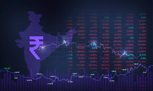 Concept Réussite Commerciale Ligne Avec Carte Indienne Graphique Des Données — Photo