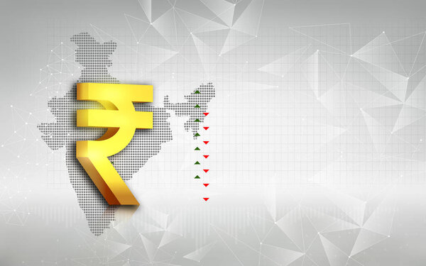 Indian rupee icon isolated on  white background, Indian economy concept, finance, business growth, economy rise up