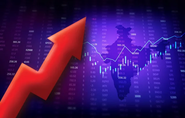 Indyjski Rynek Akcji Strzałką Górę Indie Finanse Kontekst Gospodarczy Koncepcja — Zdjęcie stockowe