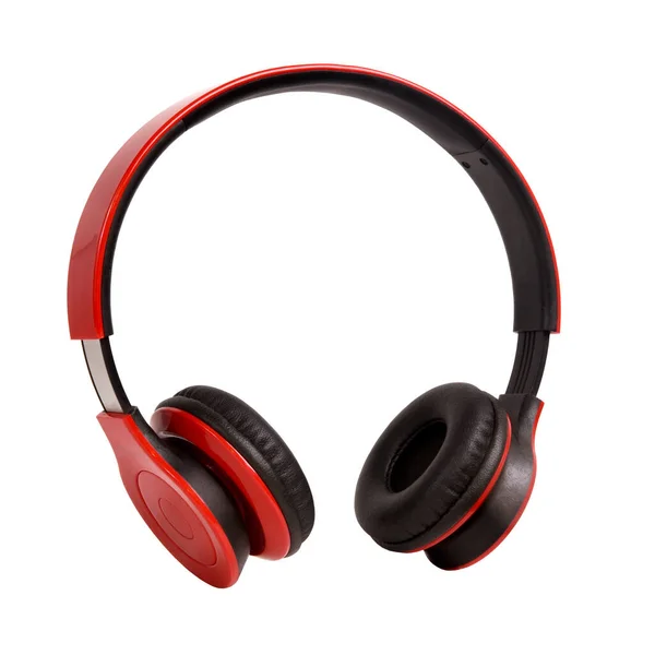 Wireless Headphones Sound Red Black Colors White Isolated Background — Stock Photo, Image