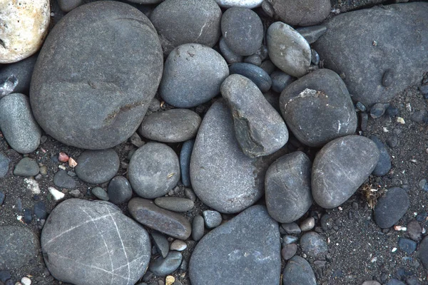 Interessanter Hintergrund Aus Großen Grauen Pflastersteinen Flusssteinen — Stockfoto