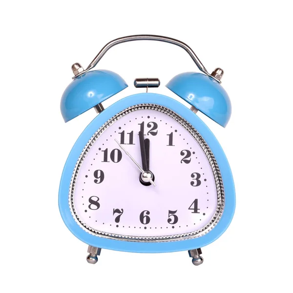 Blue Retro Style Alarm Clock Shows White Background — Stock Photo, Image