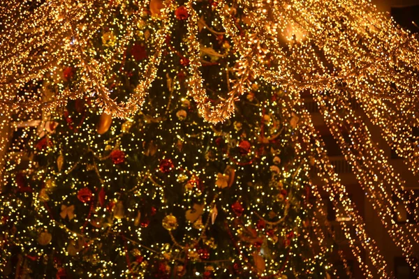 Vestido Com Luz Elétrica Brinquedos Textura Fundo Árvore Natal — Fotografia de Stock