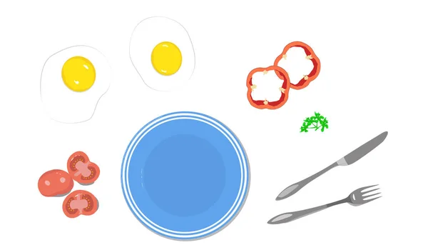 Breakfast Set Elements Construct Custom Composition Stickers Vector Illustration — Stock vektor