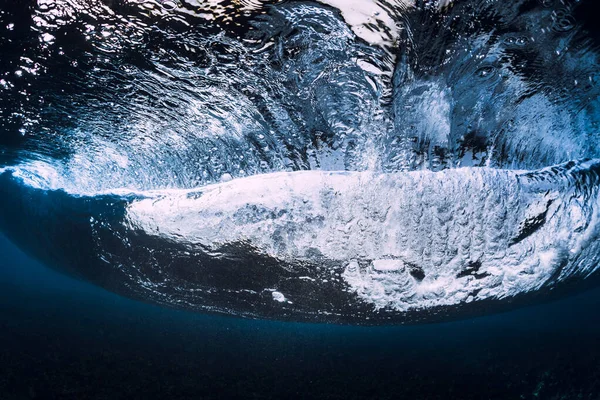 Underwater Ocean Wave Transparent Water Crashing Barrel Wave — Stock Photo, Image