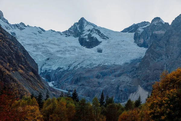 Montañas Altas Glaciares Pico Montaña Glaciar Hielo Dombay —  Fotos de Stock