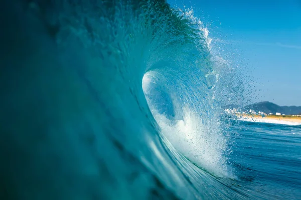 Vague Surf Idéale Dans Océan Atlantique Barils Verriers Bleus Ciel — Photo