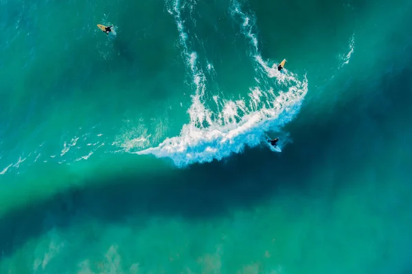 Surfista Paseo Tabla Surf Ola Océano Vista Aérea Brasil — Foto de Stock