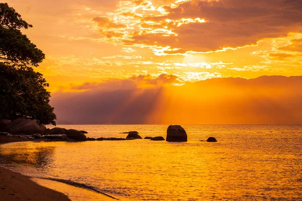 Warmer Sonnenuntergang Und Ruhiger Ozean Florianopolis Brasilien — Stockfoto