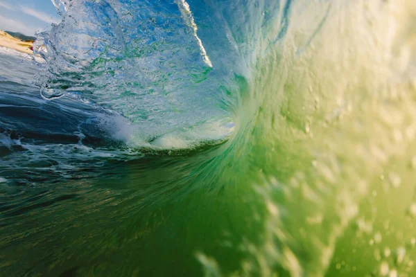 Surfar Oceano Perfeito Onda Barril Com Luz Manhã — Fotografia de Stock